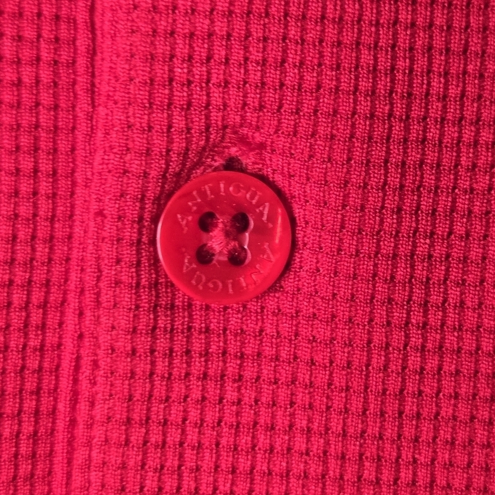 Antigua Mens Red Ohio State Buckeyes Waffle Knit Golf Polo Shirt Size Large - Picture 6 of 9